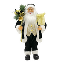 Babbo Natale Abito in Velluto H90 cm con Suoni Nero e Oro