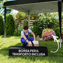Gazebo da Giardino 300x300x273 cm per 6-9 Persone ad Altezza Regolabile in Metallo e Tessuto Oxford Nero   