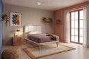 Letto Singolo con Rete Rivestita Similpelle Bianco Tessis Testata Square Varie Misure