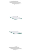 Set 4 Mensole 2 in Vetro e 2 in Melaminico 20x1,6/0,5x27 cm Maruska Bianco Lucido
