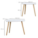 Set 2 Tavolini da Salotto Impilabili Stile Nordico con Gambe in Legno Bianco