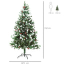 Albero di Natale Artificiale Innevato 150 cm 554 Rami con Bacche Rosse  Pino Verde