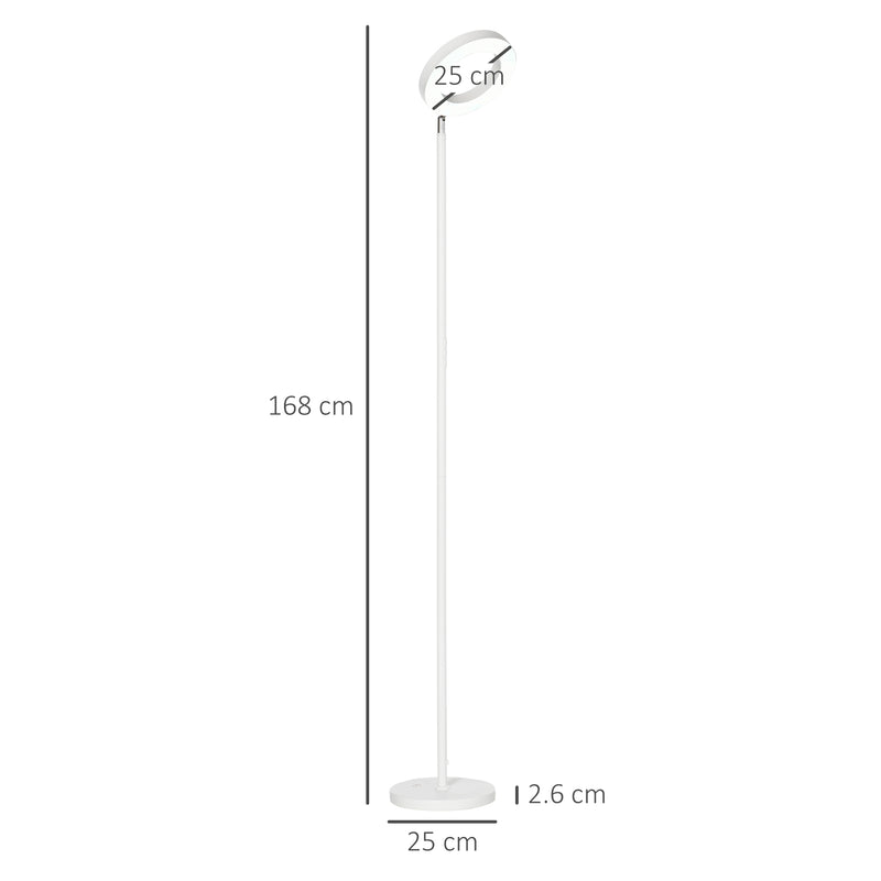 Lampada da Terra a LED compatibile Alexa e Google Home Ø25x168 cm in Acciaio Bianca