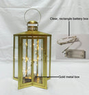 Lanterna con Led in Metallo stella oro cm 27,5x27,5xh42/48