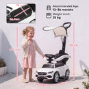 Macchina Cavalcabile per Bambini 1-3 Anni Mercedes-Benz 83x40x90 cm con Barriera e Volante in PP Bianco      