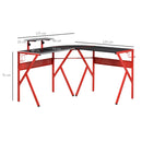 Scrivania da Gaming Angolare 125x125x75 cm in Metallo Nero e Rosso