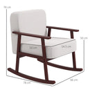 Poltrona a Dondolo 66x78x76 cm in Tessuto Effetto Lino e Legno Beige e Marrone