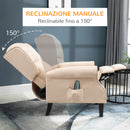 Poltrona Massaggiante e Reclinabile 78x83x101 cm con Funzione Riscaldante Crema