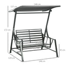 Dondolo da Giardino 2 Posti 148x129x172 cm in Acciaio Grigio scuro