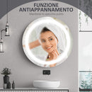 Specchio Bagno Rotondo 50cm Luce LED Regolabile Funzione Anti Appannamento   