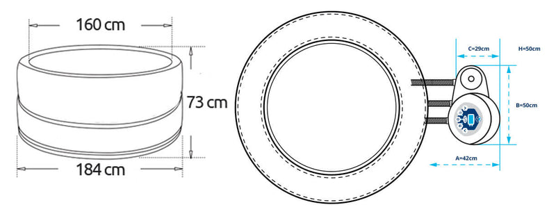 Vasca Idromassaggio da Esterno Semirigida Riscaldata 4+2 Posti con Mobili Ø184x73 cm NetSpa Vita Premium Marrone