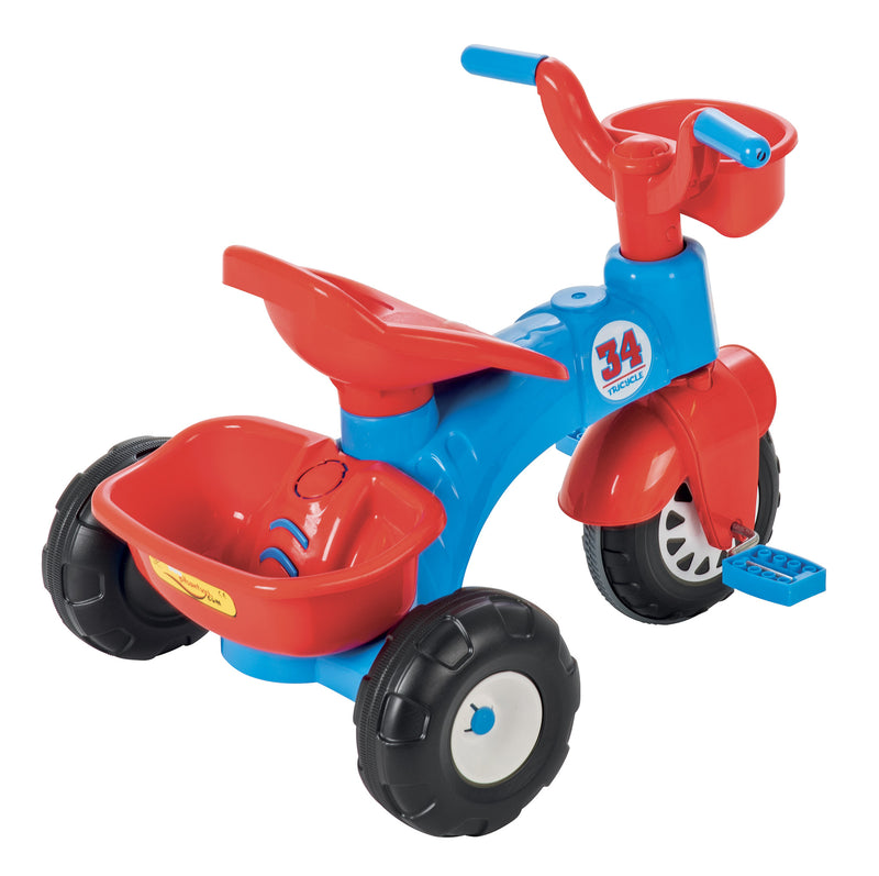 Triciclo per Bambini 51x64x49 cm con Pedali e Cestino Blu e Rosso-4