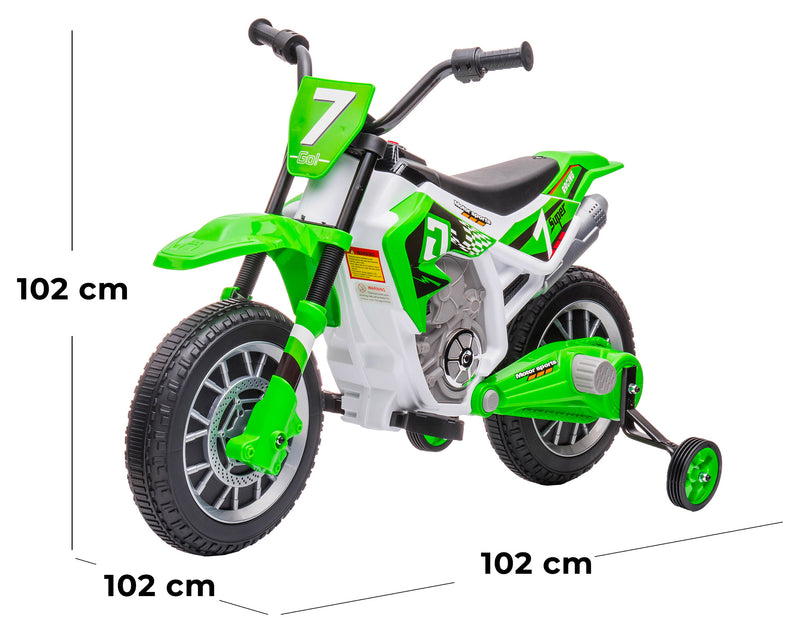 Moto Elettrica per Bambini 12V Motocross Verde-5