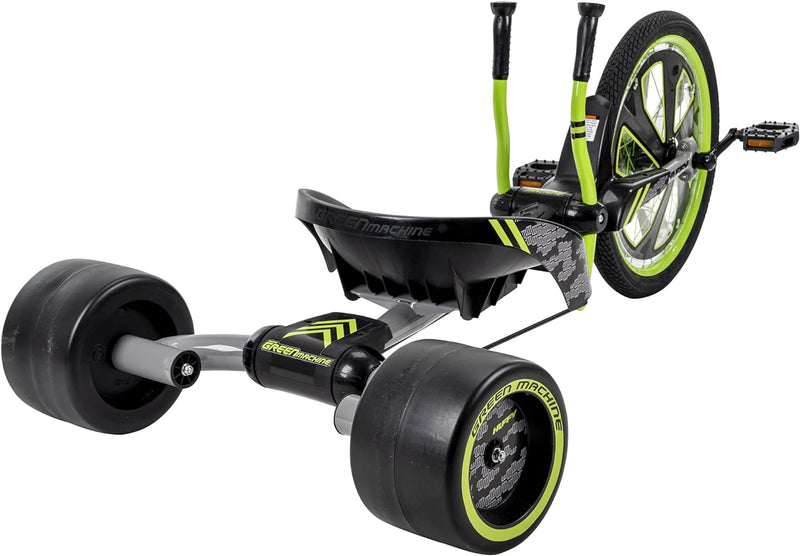 Green Machine Triciclo Go Kart a Pedalata Muscolare 20’’ con Leve Nero e Verde -10