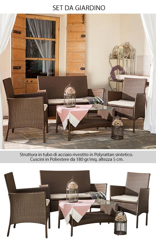 Set Salottino da Giardino in Polyrattan Marrone con Divano Poltrone Tavolino Bertozzi Caprera online
