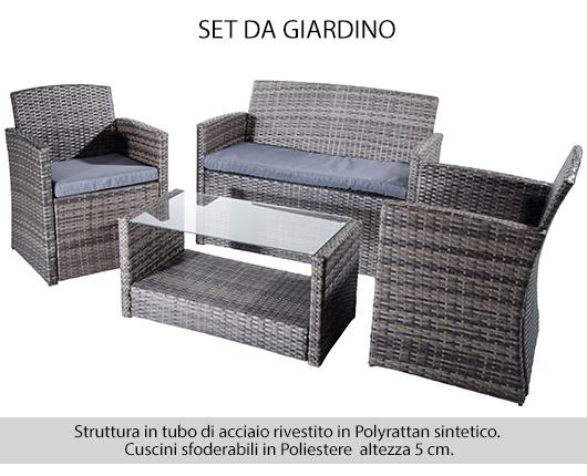Set Salottino da Giardino in Polyrattan Melange Divano Poltrone Tavolino Bertozzi Lipari online