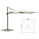 Ombrellone Decentrato Quadrato da Giardino in Alluminio Ecrù 3X3M Bertozzi