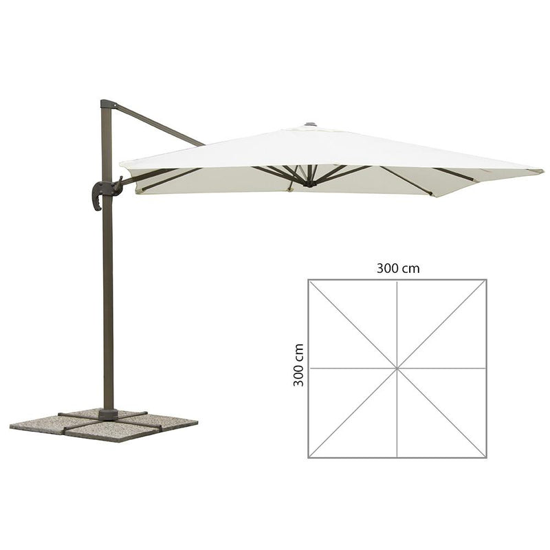 Ombrellone Decentrato Quadrato da Giardino in Alluminio Ecrù 3X3M Bertozzi