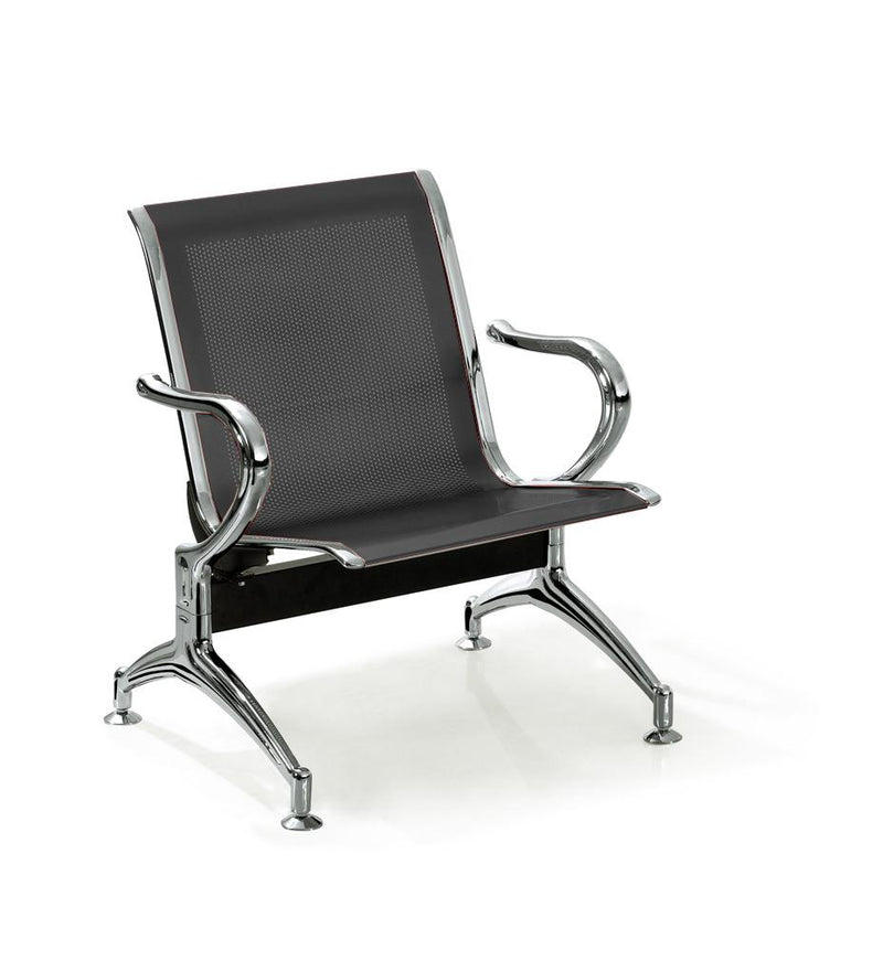 Panca per Sala d'Attesa 1 Posto in Acciaio Nero