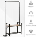 Appendiabiti Panchina per Ingresso 91x30x158 cm con Scarpiera in Legno e Metallo Nero