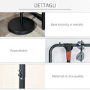 Appendiabiti Panchina per Ingresso 91x30x158 cm con Scarpiera in Legno e Metallo Nero