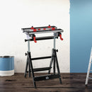 Banco di Lavoro Pieghevole 55x50x108 cm in Metallo e Alluminio Nero