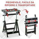 Banco di Lavoro Pieghevole 55x50x108 cm in Metallo e Alluminio Nero