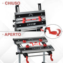 Banco di Lavoro Pieghevole 55x50x108 cm in Metallo e Alluminio Nero