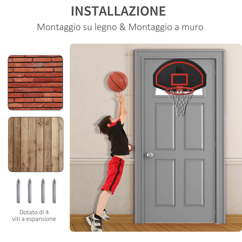 Canestro da Basket da Parete 71x45x47 cm con Tabellone Nero