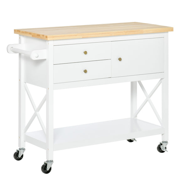 Carrello da Cucina 108x45x89 cm in Legno Bianco prezzo