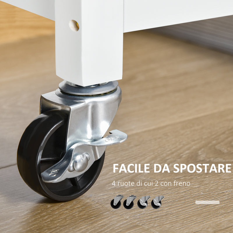 Carrello da Cucina 108x45x89 cm in Legno Bianco