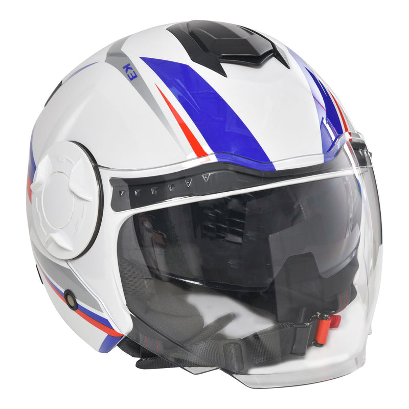 Casco Jet per Scooter Visiera Lunga e Parasole Taglia S Bianco