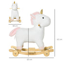 Cavallo a Dondolo Unicorno per Bambini in Legno e Peluche Unicorno Bianco