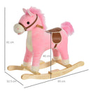 Cavallo a Dondolo per Bambini in Legno e Peluche Rosa