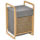 Cesto Portabiancheria 40x35,5x60,5 cm Sacco Rimovibile in Bambù e Tessuto Grigio
