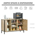 Credenza 3 Ripiani 2 Ante 120x39,2x76 cm in Legno Rovere