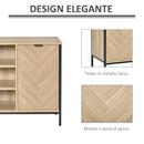 Credenza 3 Ripiani 2 Ante 120x39,2x76 cm in Legno Rovere