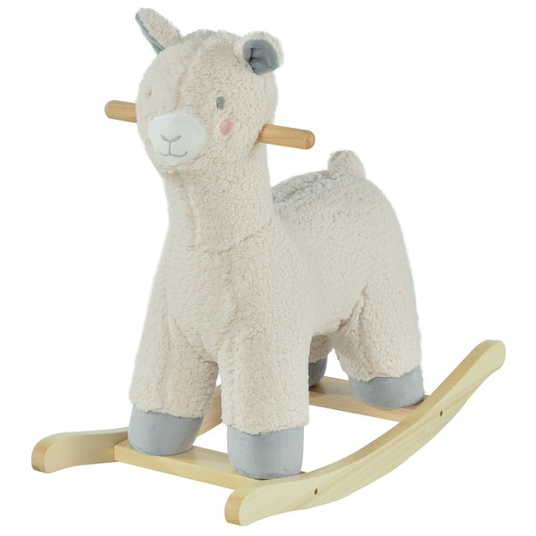 Cavallo a Dondolo per Bambini in Legno e Peluche Alpaca Crema sconto