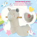 Cavallo a Dondolo per Bambini in Legno e Peluche Alpaca Crema