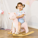 Cavallo a Dondolo per Bambini in Legno e Peluche Cervo Rosa