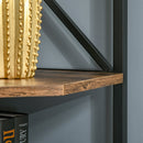 Libreria Angolare 5 Ripiani 39x39x175 cm in Metallo e Truciolare Marrone Rustico