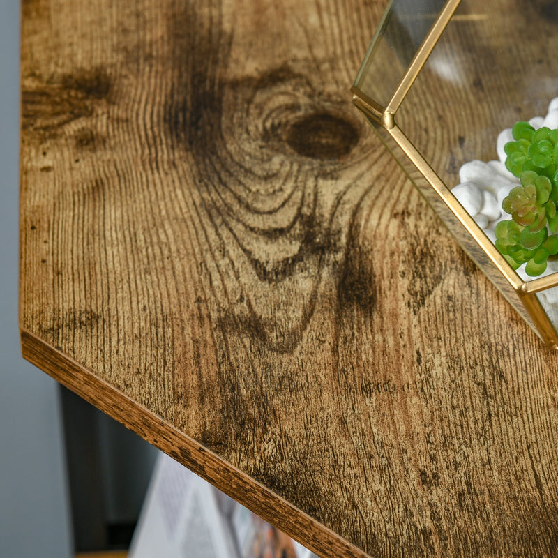 Libreria Angolare 5 Ripiani 39x39x175 cm in Metallo e Truciolare Marrone Rustico