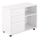 Mobile 3 Cassetti 2 Ripiani 80x40x65 cm con Ruote in Truciolare Bianco