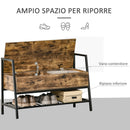 Panca Scarpiera Salvaspazio 90x37x60 cm in Metallo e Truciolare Marrone