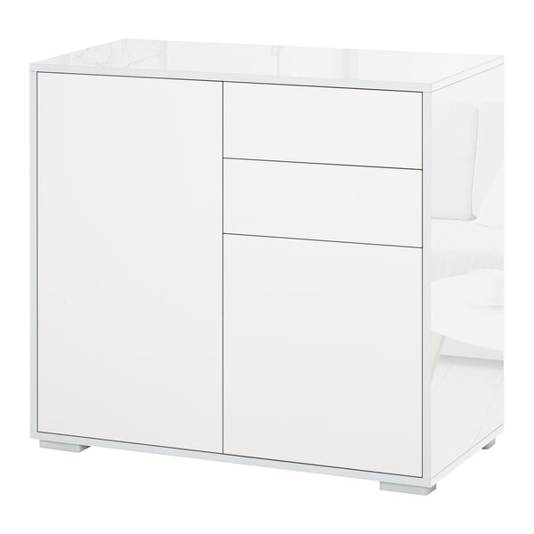 Mobile Multiuso 2 Cassetti 2 Ante 79x36x74 cm in Legno Bianco sconto