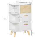 Mobile Multiuso 3 Cassetti 3 Ripiani 60x40x100 cm in Legno Bianco