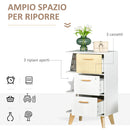 Mobile Multiuso 3 Cassetti 3 Ripiani 60x40x100 cm in Legno Bianco