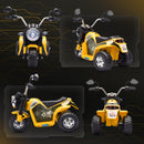 Moto Elettrica per Bambini 6V 3 Ruote Gialla