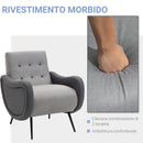 Poltrona Imbottita 72x81x86 cm in Tessuto Lino Grigio Chiaro