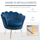 Poltrona Imbottita 76x67x74 cm in Tessuto Vellutato Blu